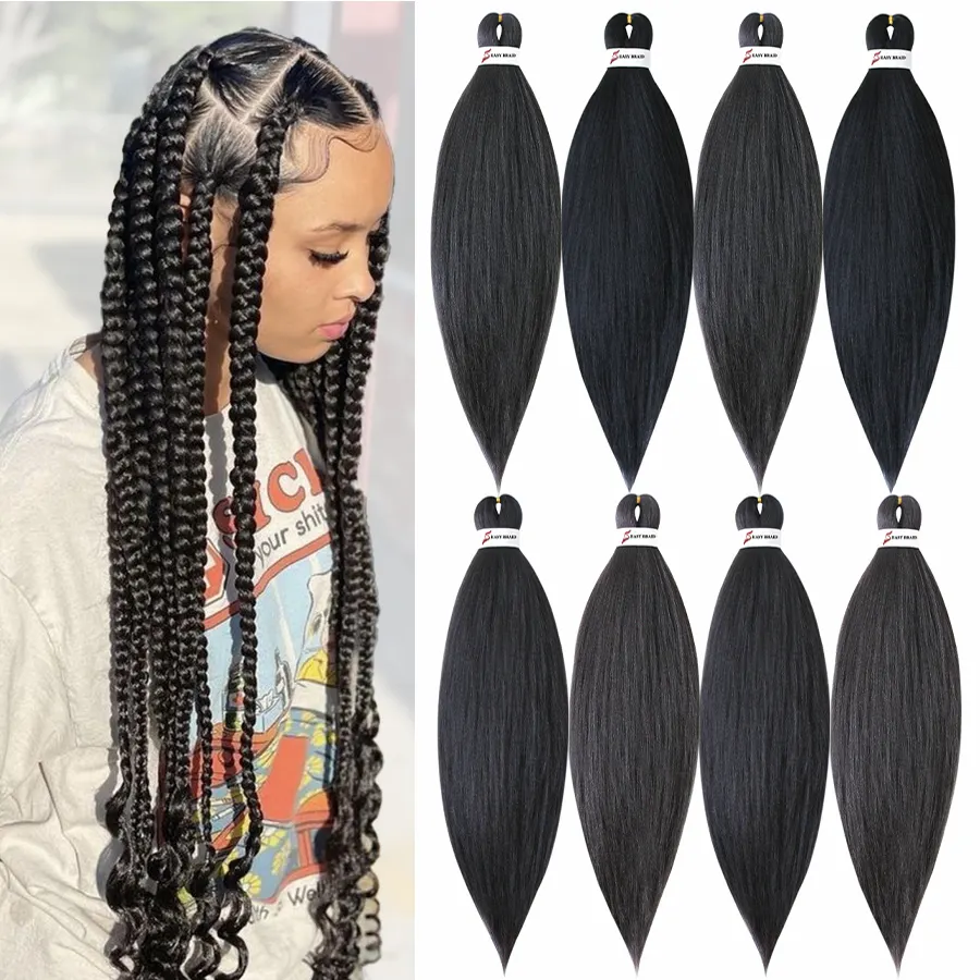 Vente en gros, cheveux synthétiques Jumbo faciles à tresser ombrés pré-étirés pour tresses, Extension de cheveux torsadés