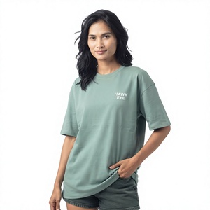 T-shirt décontracté à col rond en coton pour femme Hawk Eye, coupe ample, couleur unie, manches courtes, respirant, en jersey - Product Image 1
