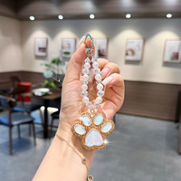 Porte-clés mignon en forme de patte de chat en cristal, pendentif pour téléphone portable, pour femmes et filles, décoration de sac à main, sac à dos, cadeau