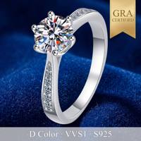 OEM Bagues Solitaires en Argent Sterling 925 avec Moissanite pour Femme, Fabrica Anillo Moissanita Solitario 6 Garras Plata Mayoreo