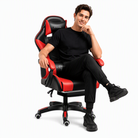 Chaise de jeu, chaise de bureau, chaise de café internet, chaise d'e-sport, chaise pivotante, design traditionnel, cuir PU, inclinable, classe 3