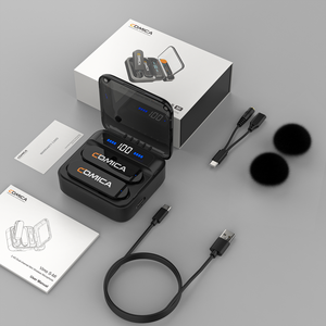 Comica <span class=keywords><strong>Vimo</strong></span> S 2,4G Micrófono Lavalier inalámbrico Estuche de carga MFi Accesorios con licencia C para iPhone Android Micrófono de entrevista de metal - Product Image 6