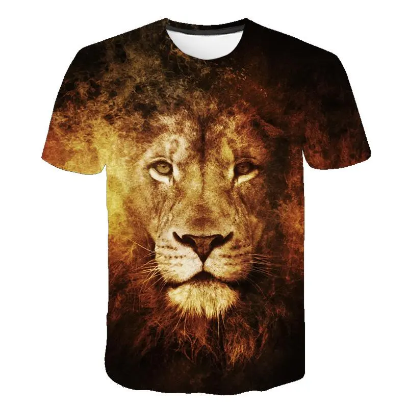 Amazon Custom All Over Print T-Shirt Animal Lion T Shirts Oversized 100% Polyester Sublimation Graphic Tees Print Tshirt For Men