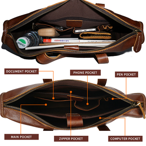 Bolso Bandolera <span class=keywords><strong>de</strong></span> Cuero Vacuno Vintage Personalizado con Correa Extraíble, Maletín <span class=keywords><strong>de</strong></span> Cuero Genuino para Portátil para Hombre - Product Image 5