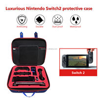 Étui rigide en EVA rouge imperméable et durable avec fermeture éclair au design simple, grande capacité pour Nintendo Switch 2