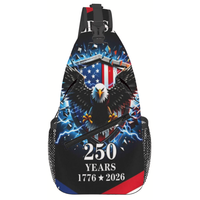 Sac de poitrine patriotique en polyester « America 250 » 1776-2026, sac à bandoulière commémoratif du Jour de l'Indépendance pour le cyclisme en extérieur