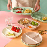 Bambus assiette divisée à 3 compartiments faite à la main fruits divisés nordiques résistant à la chaleur carré porcelaine céramique CLASSIC fête gravure