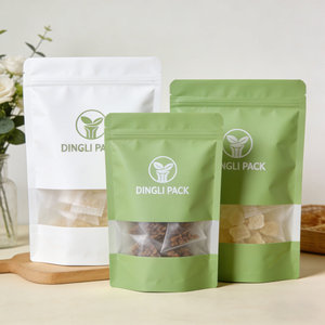 Food Grade Customized Design Printing Nut Food Resealable Stand Up Pouch Packaging Zipper Brown Kraft Paper Ziplock <b>Bags</b> - Product Image 6