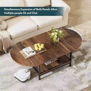 Wooden simple <b>folding</b> coffee <b>table</b>, foldable coffee <b>table</b> on both sides of the living room, suitable for <b>small</b> apartments, - Product Image 3