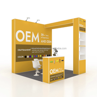 Stand d'exposition portable 10x10 pieds en aluminium, tissu polyester tendu, stand de salon professionnel avec étagères internes, EASY FABRIC DISPLAY