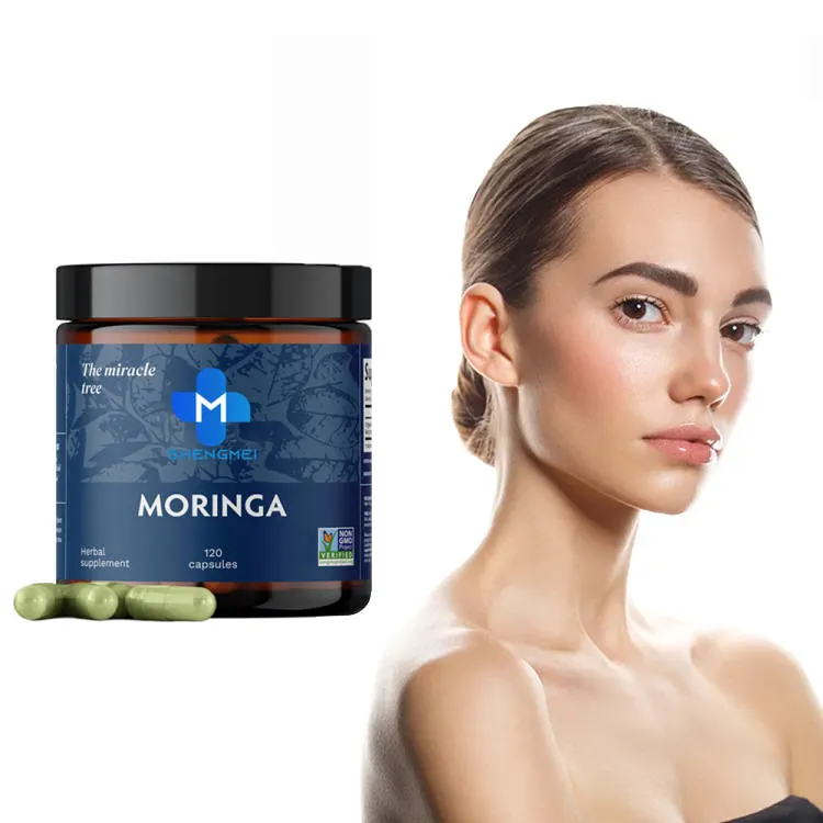 Ucuz Logo özel saf doğal organik Moringa yaprak özü tozu zerdeçal Moringa kapsül Moringa özü kapsül