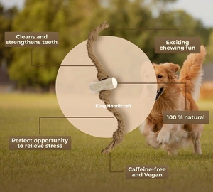 Handcrafted Natural Coffee Wood Dog Chew Stick with Coir <b>Rope</b> Organic Pet Toy for Aggressive Chewers Durable Dental Care Toy - Product Image 6