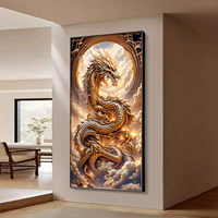 Décoration Murale de Luxe en Alliage d'Aluminium avec Images HD, Cadre LED Dragon, Art Mural pour la Maison, Vente en Gros Usine