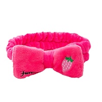 Bandeaux en peluche brodés LOGO personnalisé lettre fraise nœud visage corail polaire bandeau maquillage Turban