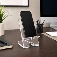 Support de Charge pour Téléphone en Acrylique Personnalisé, Présentoir de Bureau Transparent avec Emplacement pour Câble, Impression de Logo, Organisateur OEM