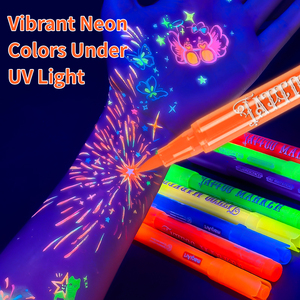 Custom UV <strong>Temporary</strong> <strong>Tattoo</strong> Marker <strong>Pens</strong> with Sticker Brush Tip Waterproof Glow in the Dark <strong>Temporary</strong> <strong>Tattoo</strong> for Body Painting - Product Image 4