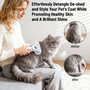 Brosse de massage vapeur pour animaux de compagnie, peigne <span class=keywords><strong>à</strong></span> <span class=keywords><strong>tête</strong></span> ronde sûre avec dents souples, peigne de toilettage anti-poils pour chiens et chats, accessoires universels - Product Image 3