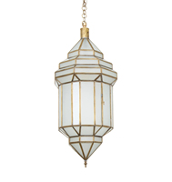 Plafonnier suspendu éblouissant en laiton antique et lambris en verre clair Lustre de décoration islamique Grande suspension