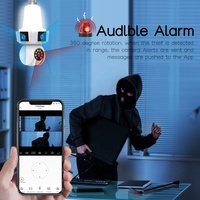 Kamera keamanan nirkabel tiga lensa 12mp E27 bohlam lampu kamera jaringan Cctv Audio dua arah rumah kamera IP PTZ Wifi Mini