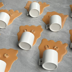 Spilled <b>Coffee</b> <b>Liquid</b> Model Artificial Realistic Mobile Phone Holder Ice Cube Latte Espresso Home Decor Spoof Props Craft Play - Product Image 3