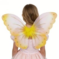 Costume de fête pour filles et enfants pas cher, de haute qualité, couleur et taille personnalisées, ailes de papillon en soie jaune pailleté