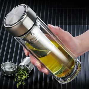 Großhandel Custom Logo 350ml High Boro silicate Glas Tee tasse Glas Doppel wand Vakuum becher Wasser flasche Mit Tee tasse <span class=keywords><strong>Infuser</strong></span> - Product Image 1