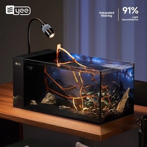 אקווריום שולחני שקט YEE Ultra Clear עם פילטר צד משולב, אקווריום אקולוגי, 91% העברת אור, מיכל זרימה. - Product Image 2