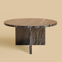 Traumhafter asymmetrischer Marmor-Couchtisch mit doppelter Stütze, runder Naturstein-Mitteltisch für moderne, gehobene Wohnräume