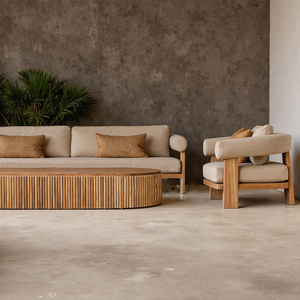 Muebles de exterior de teca nórdica Hotel impermeable protección solar Patio jardín sofá conjunto de madera de lujo Villa Resort terraza sofá de teca - Product Image 3