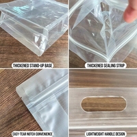 Sachets en plastique jetables en gros avec fermeture éclair, résistants à la chaleur, imprimés sur mesure, transparents, givrés, à fond carré