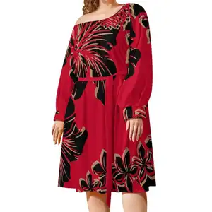 Warna permen baru kedatangan 2023 pakaian wanita musim semi Hibiscus bunga Samoan Puletasi gaun kasual gaun pantai Polinesia