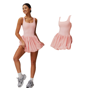 فستان رياضي صيفي نسائي شورت مدمج تنورة تحتية قابلة للتخصيص مضادة للتعرض للركض في الهواء الطلق واللياقة البدنية والتنس بلون عاري - Product Image 2