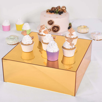 Nouvelle arrivée carré acrylique ruban miroir alimentaire gâteau Buffet présentoir Risers pour le désherbage