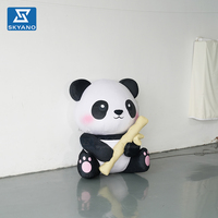 Modelo de Panda Gigante Inflable Personalizado, con Acabado Flocado, para Decoración y Publicidad en Eventos al Aire Libre