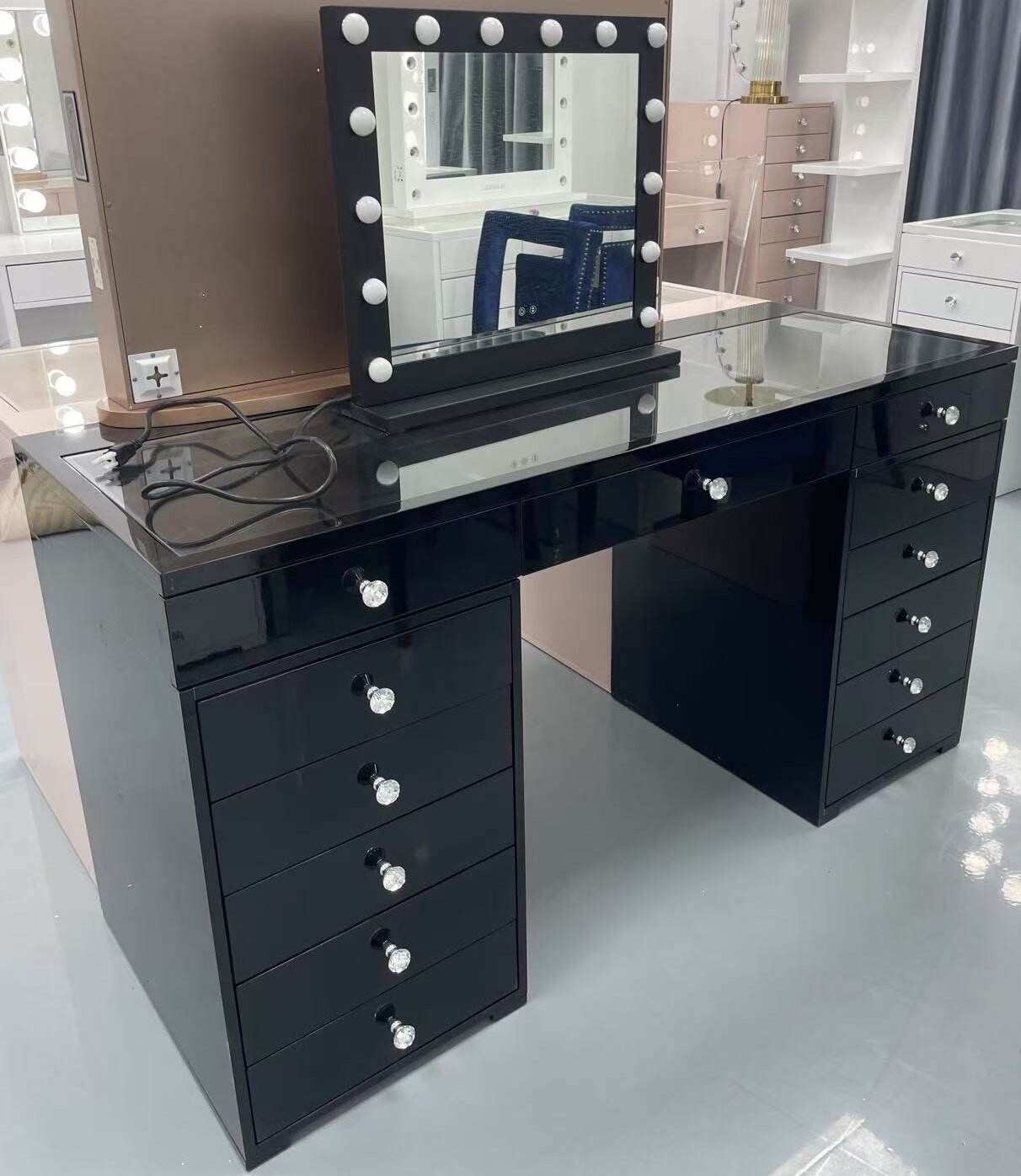 13 Drawer Black Dressing Table