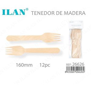 Fourchettes en bois Ilan 160 mm, 12 pièces, couverts jetables - Product Image 1