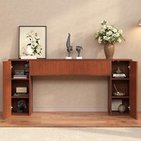 Console de Rangement à 2 Tiroirs, Design Fluted Style Ferme, Plateau en Bois Composite, Durable et Écologique, Idéale pour Chambre, Villa, Hôtel, Entrée, Couloir
