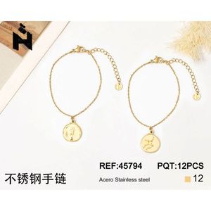 Stainless Steel <b>Bracelet</b> Gold Plated Charm Pendant Adjustable Chain Women Fashion Jewelry 12Pcs <b>Set</b> - Product Image 1