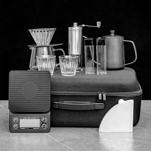 New 9 or 12 Pcs Arabic Outdoor Coffee Travel Sets Tools with Pour Over Kettle Manual Grinder Ceramic Drip Hand Coffee <b>Maker</b> Kit - Product Image 3