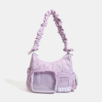 Sac bandoulière Sweet Star style japonais New Boston Pain Bag, transparent, pour fille, style coréen, avec fermeture éclair simple en silicone