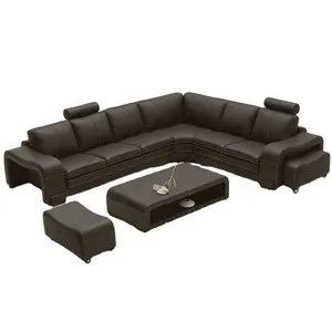 Düşük fiyat modern tasarım özel mobilya oturma odası koltuk takımı hakiki deri köşe kanepe