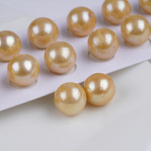 Collier de perles d'eau douce baroques courtes de 14-15 mm, forme goutte d'eau, queue dorée verte, 18 cm, vente en gros - Product Image 1