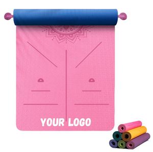 Tapis de yoga personnalisé avec logo imprimé, respectueux de l'environnement, antidérapant, en TPE, tapis de yoga empilable pour femmes - Product Image 1