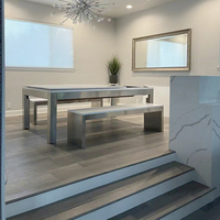 Nouvelle conception moderne, table de billard en acier inoxydable 304 pour extérieur, 6, 7, 8 ou 9 pieds, avec plateau de salle à manger, autoportante pour la maison