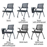 Chaise pliante OEM, siège avec dossier en maille, chaise de formation, bureau, pour étudiants et personnel, avec roulettes, tapis d'écriture