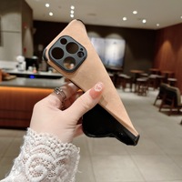 Casing Kulit PU Mewah Minibook untuk iPhone 16 15 13 12 11 14 17 18 Pro Max Mini 16 Plus, Pelindung Ponsel TPU Lembut Anti Benturan