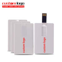 USB Drive kartu fokus Logo cetak dua sisi hadiah promosi kustom kartu Flash Disk memori grosir USB Drive