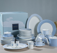 Service de table de luxe 48 pièces en porcelaine fine (Bone China) – Assiettes et vaisselle haut de gamme pour table à manger