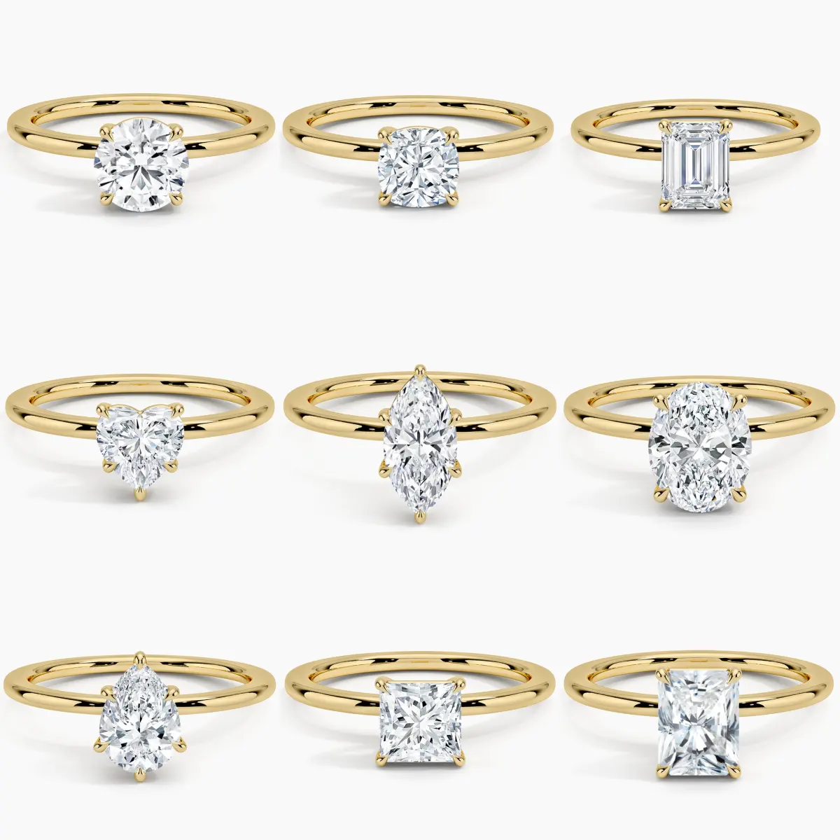 Trong Kho Gia IGI Chứng Nhận Cvd Phòng Thí Nghiệm Tạo Ra Grown Kim Cương 14K 18K Bất Rắn Vàng Nhẫn Engagement Ring 1 Carat Đồ Trang Sức Cho Phụ Nữ