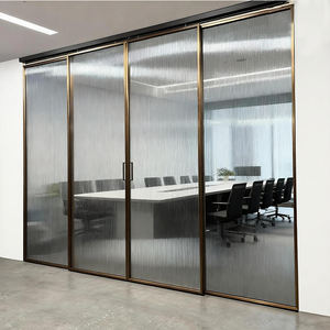 أبواب زجاجية مضلعة لمشاريع الشقق، إطار ألمنيوم داخلي، أبواب منزلقة بإغلاق ناعم للمنازل والمكاتب وغرف الفنادق - Product Image 2